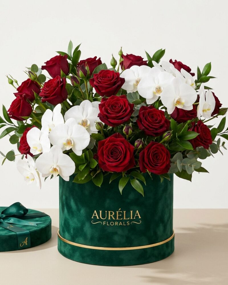 Изумрудена Кутия „Velvet Rose и Orchids“